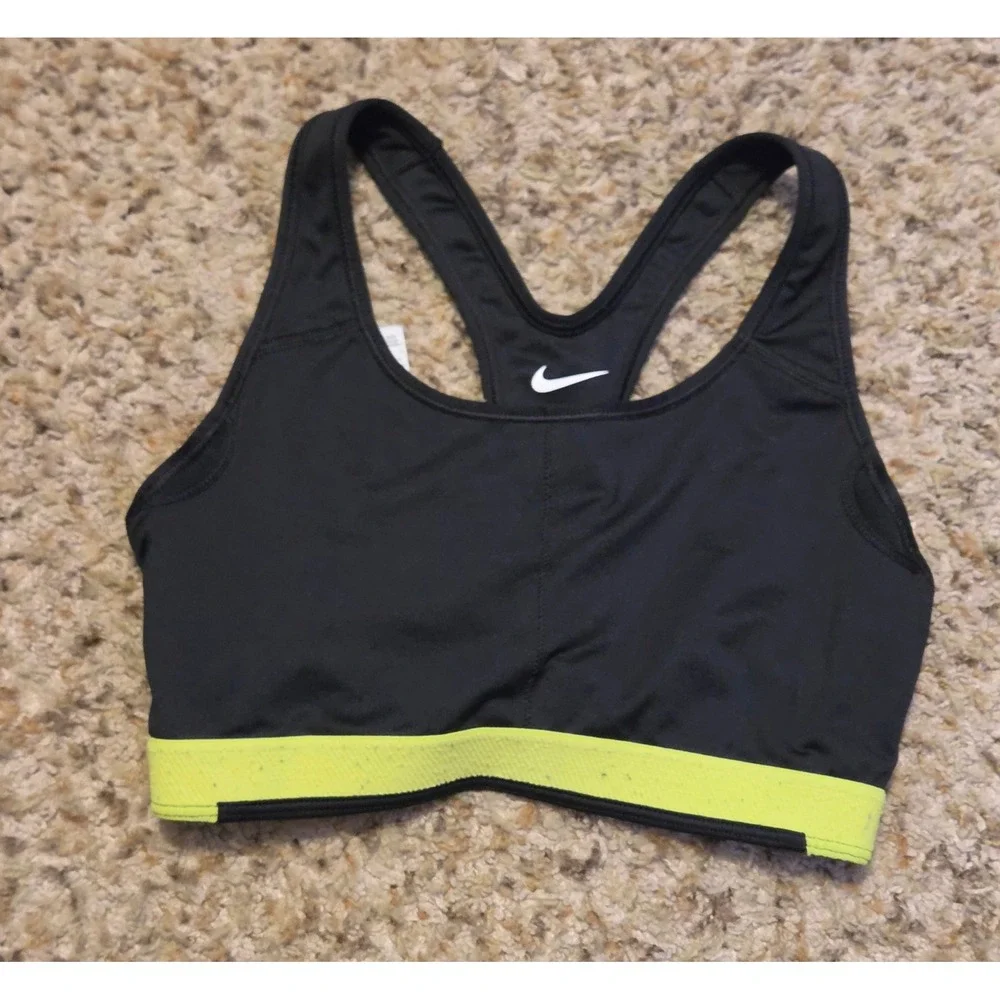 Nike Just‎ Do It Racerback Sports Bra Women's Size Small Black Green White